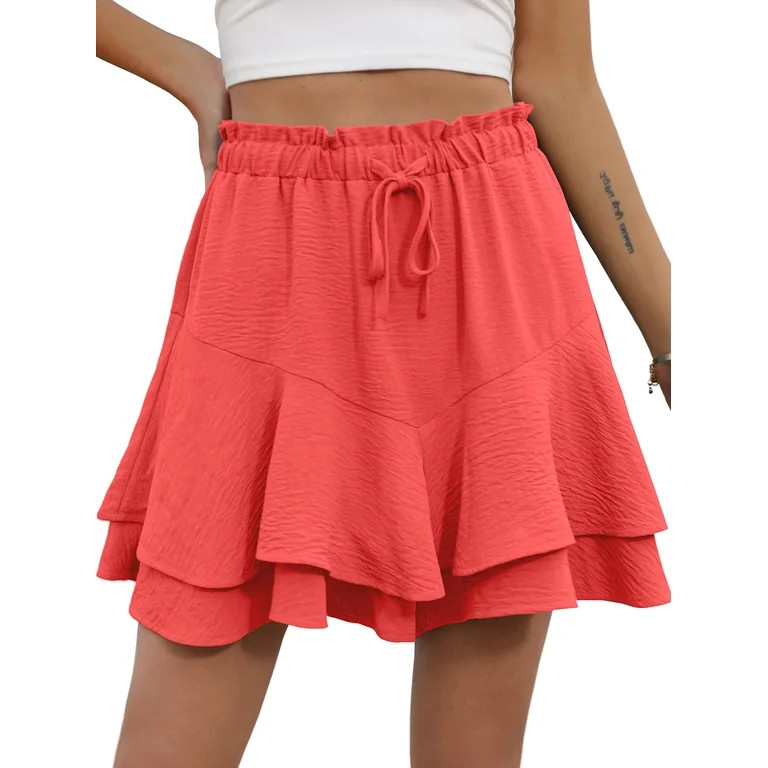 Cueply Womens Shorts Flowy Mini Tennis Skirt Ruffle Tiered Skorts Running Workout Sports Shorts | Walmart (US)