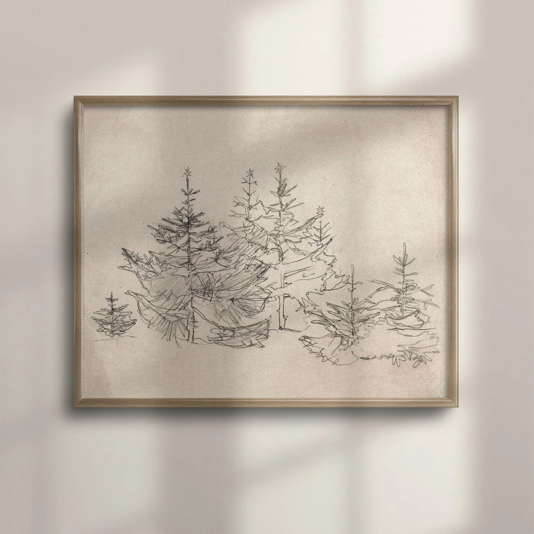 Minimalist Christmas Wall Art Neutral Holiday Decor Rustic - Etsy | Etsy (US)