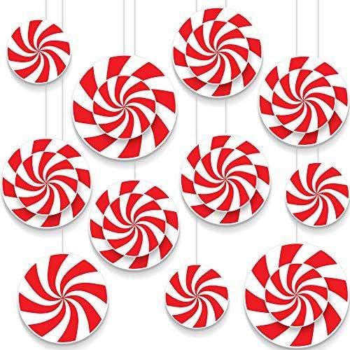 Blulu 18 Pieces Peppermint Cutouts Candy Wall Cut Outs for Christmas Party Home Decoration Suppli... | Amazon (US)