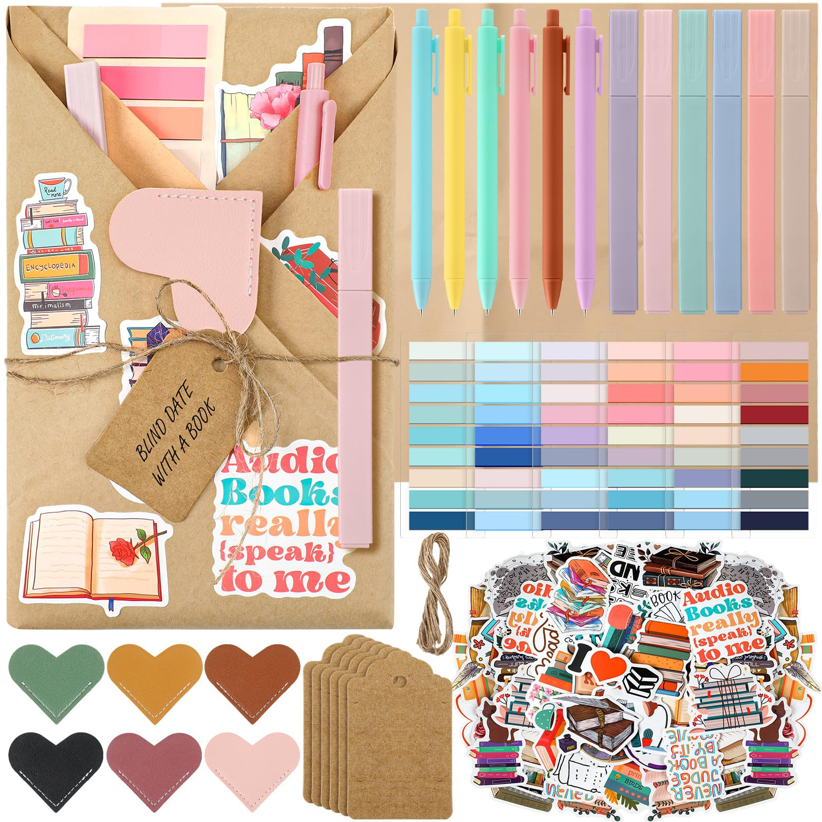 6 Set Blind Date with a Book Gift Box Supplies Excluding Books Bulk Leather Bookmarks Stickers Kr... | Amazon (US)