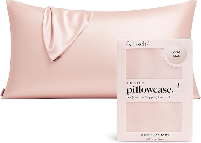 Kitsch Satin Pillowcase with Zipper for Hair & Skin - Softer Than Silk Pillow Cases, Smooth Cooli... | Amazon (US)