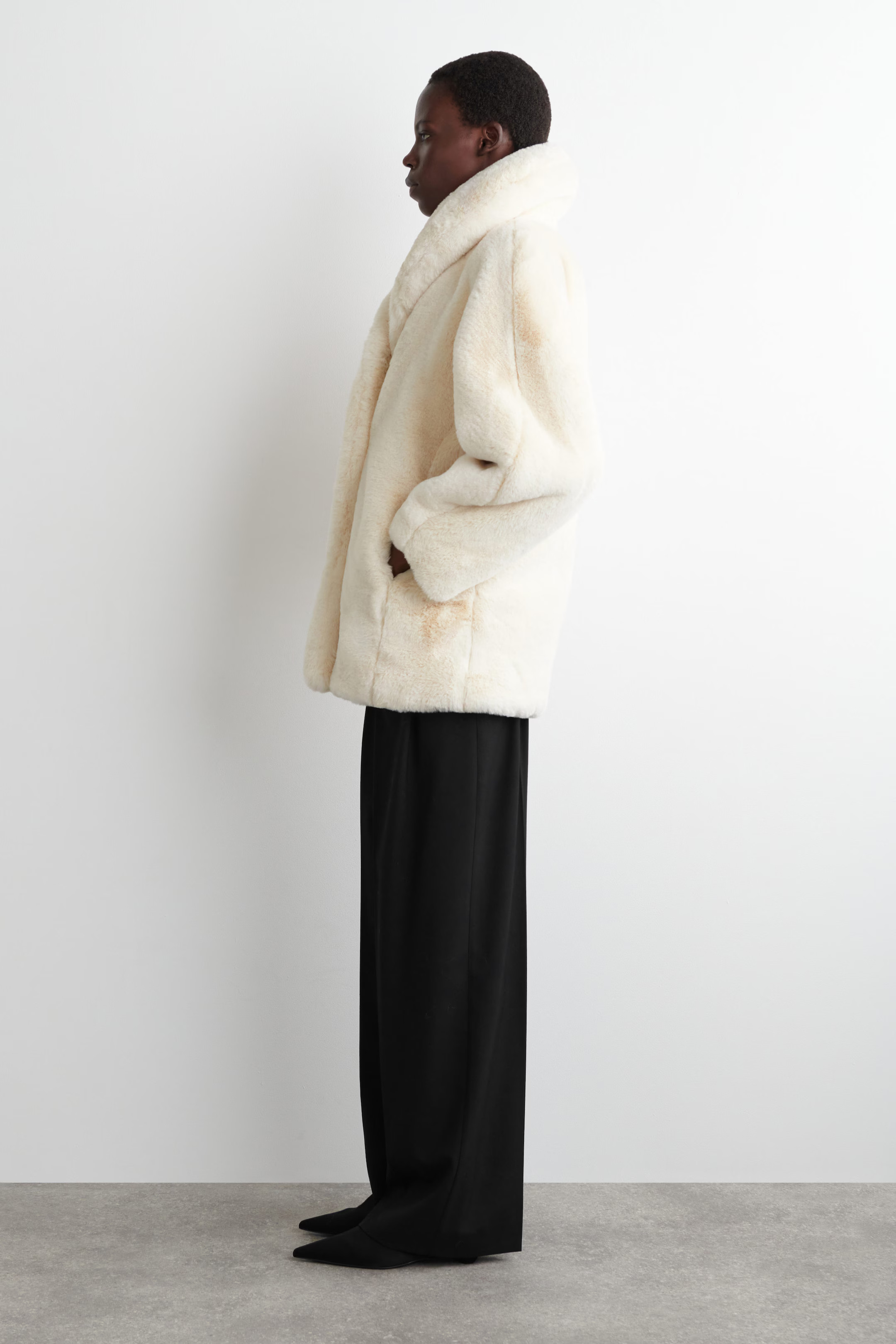 SHAWL-COLLAR FAUX FUR JACKET - LIGHT BEIGE | COS GB | COS UK
