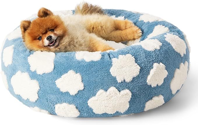 Lesure Donut Small Dog Bed - Round Cat Beds for Indoor Cats Calming Pet Beds, Cute Modern Beds wi... | Amazon (US)