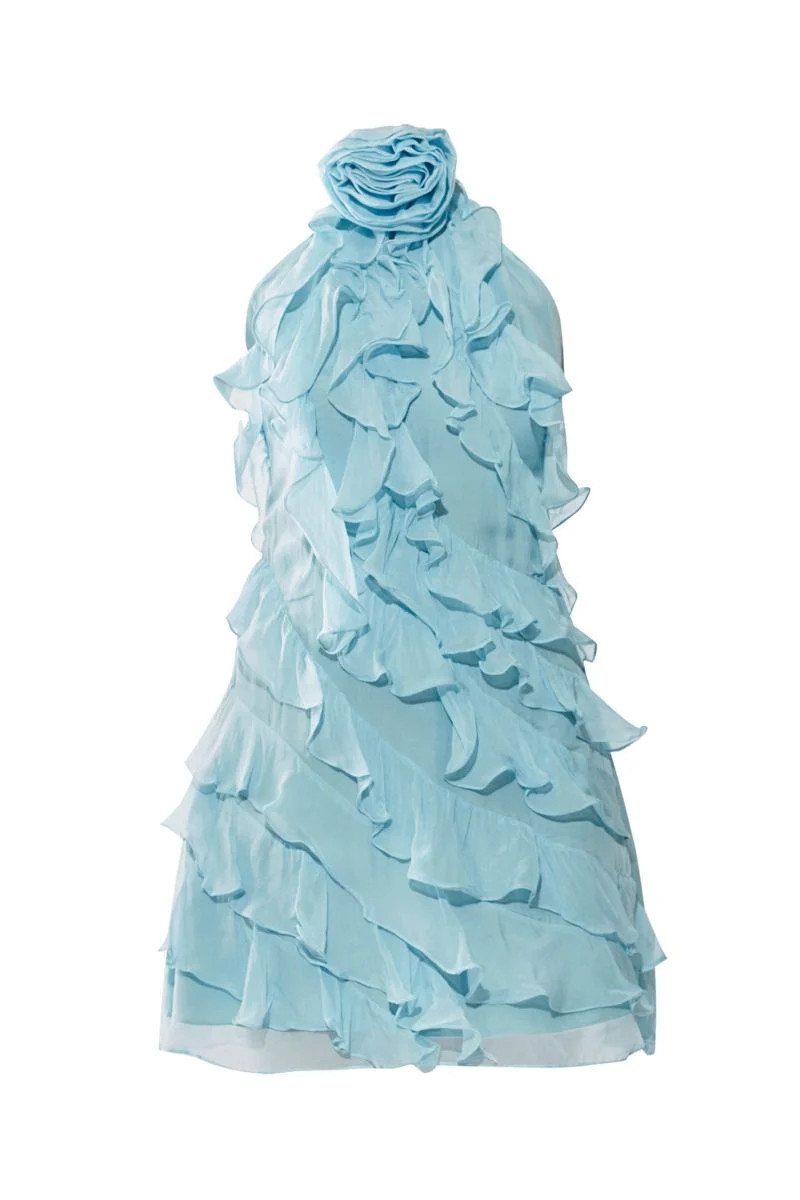 ADA ICE BLUE RUFFLE MINI DRESS | Deme By Gabriella | CULT MIA | CULT MIA UK LTD