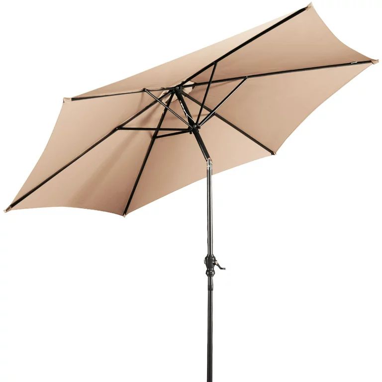 Costway 10FT Patio Umbrella 6 Ribs Market Steel Tilt W/Crank Outdoor Garden Beige | Walmart (US)