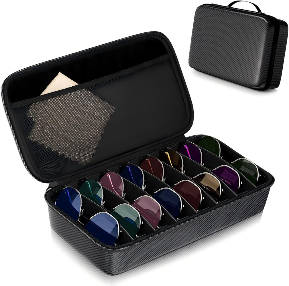 Travel Sunglasses Organizer\u200b,\u200b Hard Shell\u200b Sunglass Case Adjustable Slots for Mult... | Amazon (US)