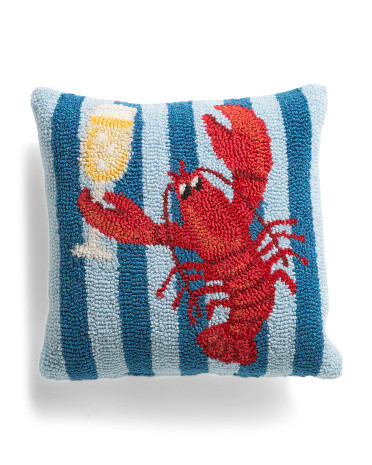 14x14 Lobster With Champagne Hook Pillow | TJ Maxx