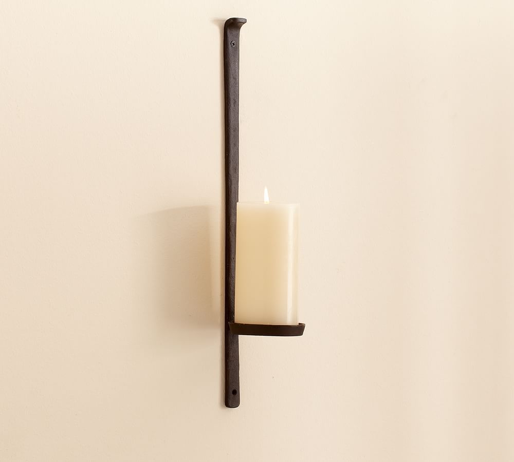 Artisanal Wall-Mounted Pillar Holder, Iron - Set Of 2 | Pottery Barn (US)