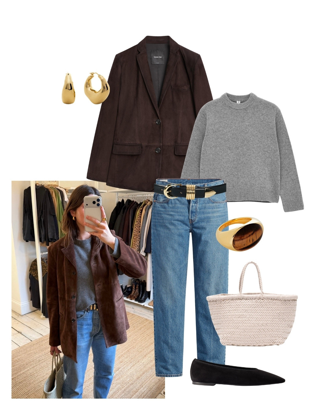 Styling a chocolate brown suede blazer for spring with blue denim and a grey jumper. My blazer is old Arket, similar linked below

#LTKspring #LTKstyletip