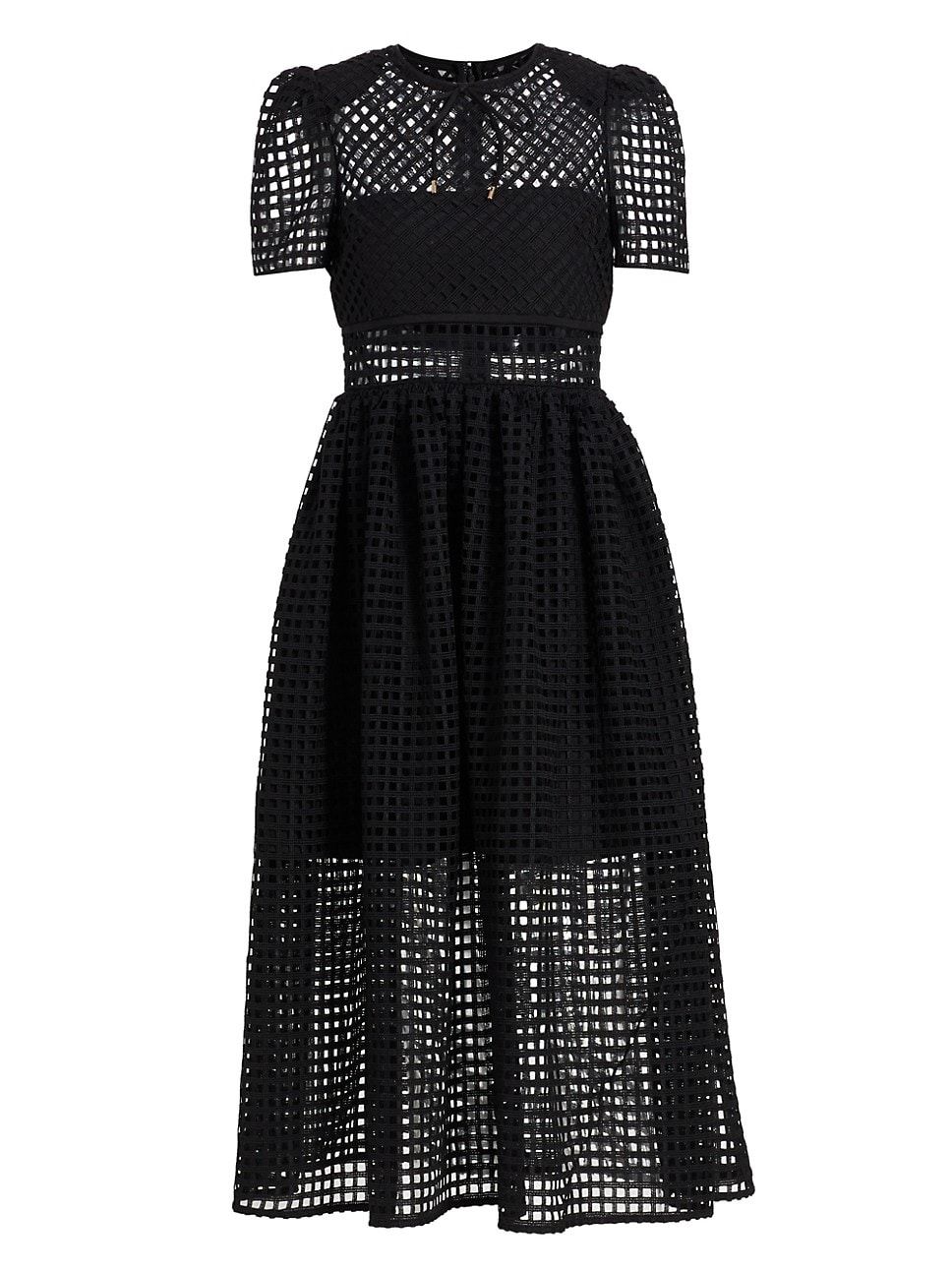 Grid Lace Midi-Dress | Saks Fifth Avenue