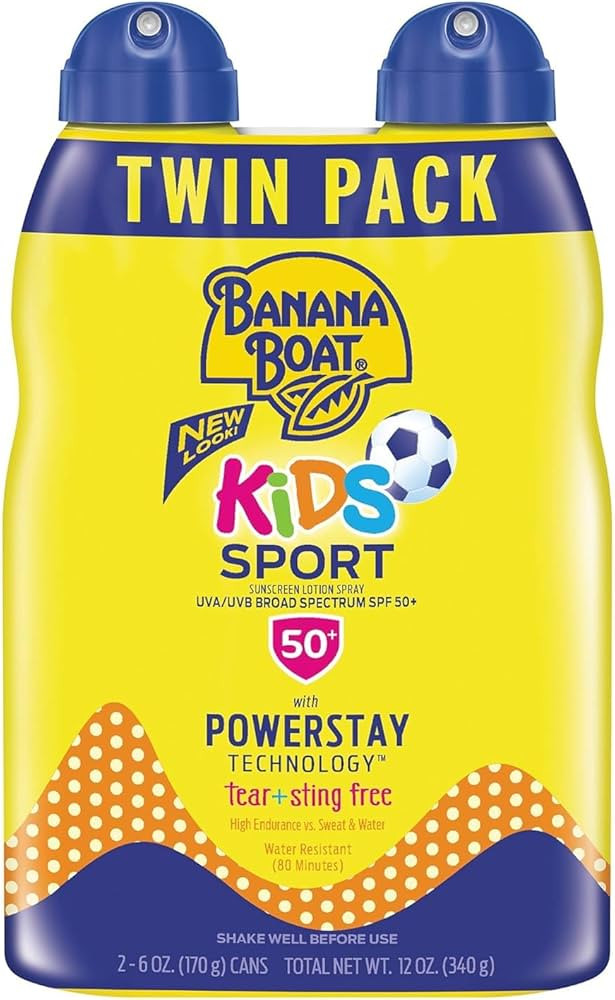 Banana Boat Kids Sport Sunscreen Spray SPF 50, Twin Pack | Kids Sunscreen Spray, Kids Sunblock Sp... | Amazon (US)