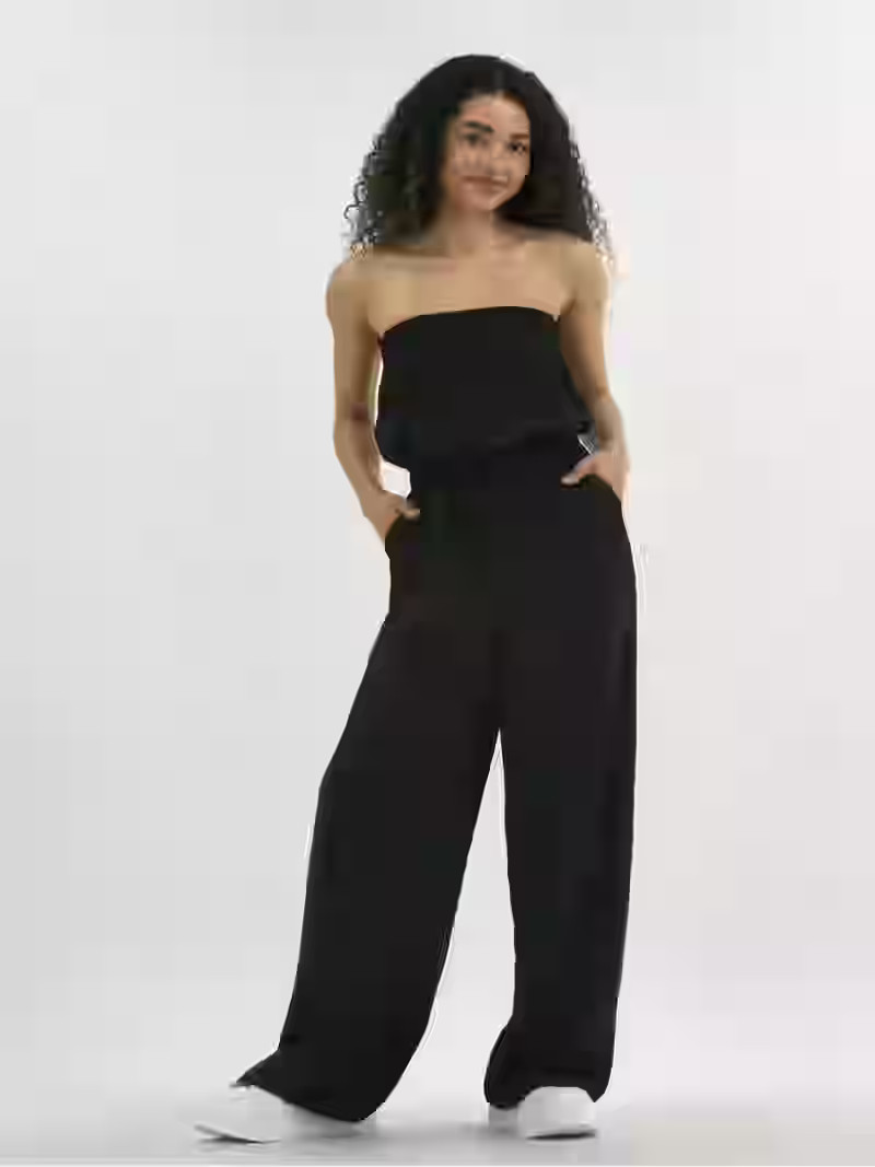 No Boundaries Crinkle Strapless Jumpsuit, Women's | Walmart (US)
