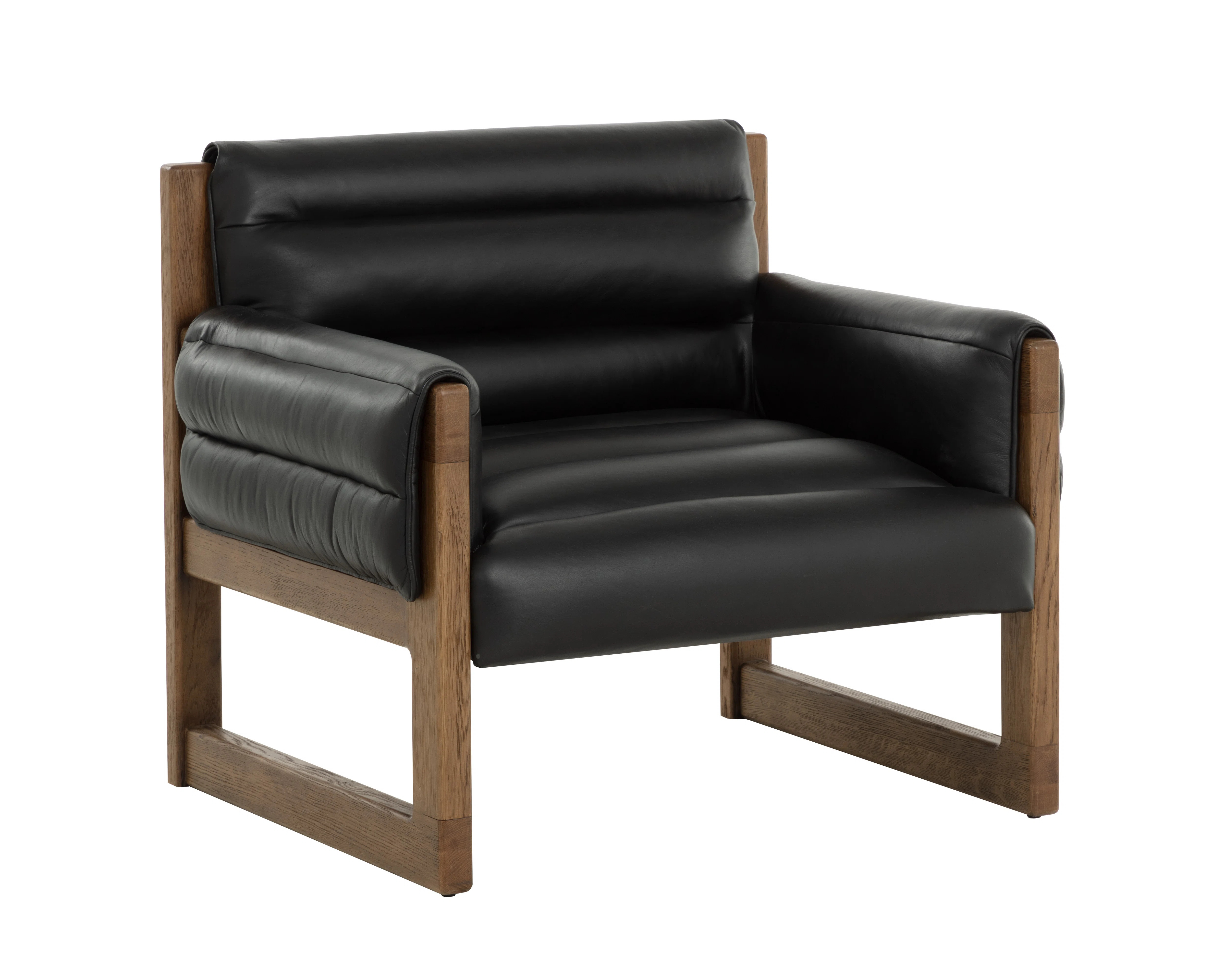 SUNPAN FERGUSON LOUNGE CHAIR - VINTAGE BLACK NIGHT LEATHER | Perigold | Perigold
