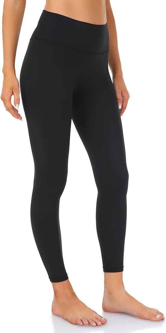 YUNOGA Women's High Waist Workout Leggings, No Front Seam Tummy Control Yoga Tight Pants 25" | Amazon (US)