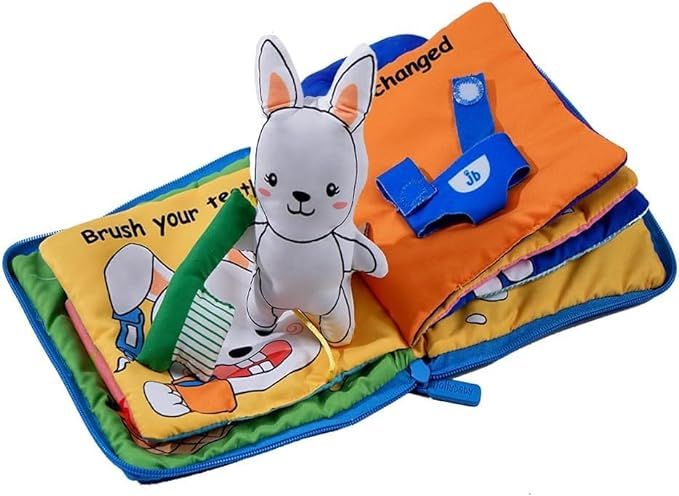 My Busy Book Baby Soft Toy, Montessori Quiet Book for Church, Jollybaby Bunny 3D Stroy Cloth Book... | Amazon (US)