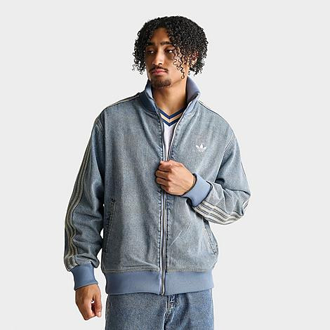 adidas Men's Originals Adicolor Denim Firebird Full-Zip Track Top in Worn Blue Denim Size: Medium | Finish Line (US)
