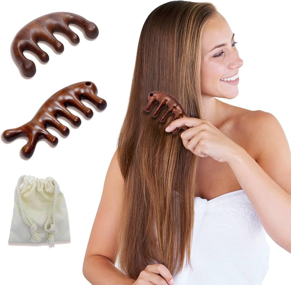 2 Pack Wooden Scalp Massage Comb, Sandalwood Scalp Massager Comb Wood, Head Massage Wooden Brush ... | Amazon (US)