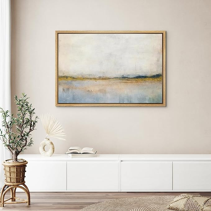 wall26 Framed Canvas Print Wall Art Grunge Minimal Pastel Landscape Nature Wilderness Illustratio... | Amazon (US)