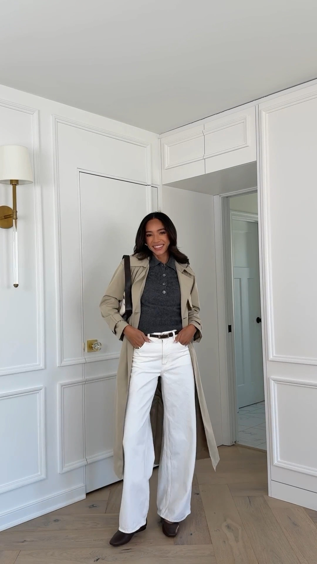 Spring transition outfit! Size XS trench, XS sweater polo (OOS but I've linked similars) S tee, 26 L white jeans Spring outfit Spring fashion Trench coat White jeans Casual outfit Weekend outfit 

#LTKSeasonal