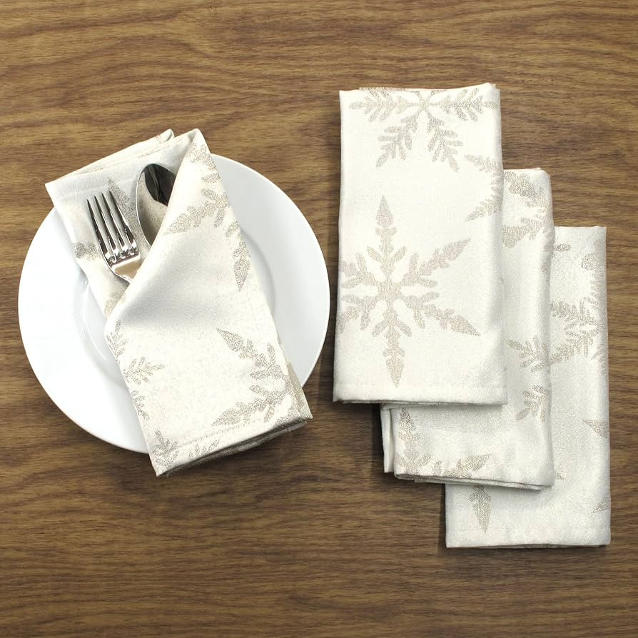 CAIT CHAPMAN HOME COLLECTION Holiday Snowflakes with Gold Metallic Thread Jacquard Woven 18"x18" ... | Amazon (US)