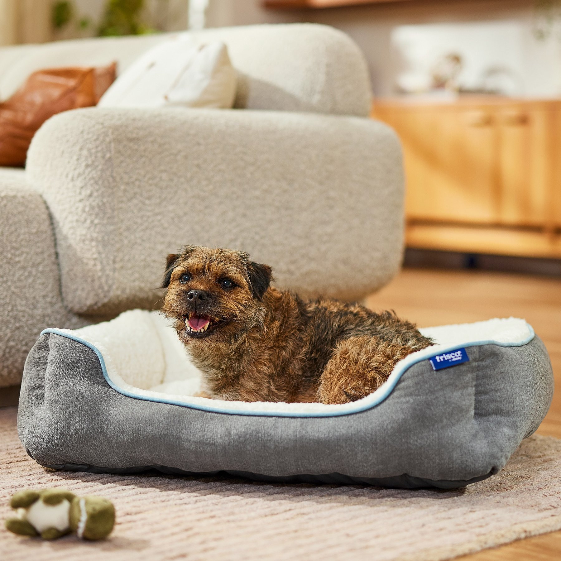 Frisco Sherpa Bolster Cat & Dog Bed, Gray, Medium | Chewy