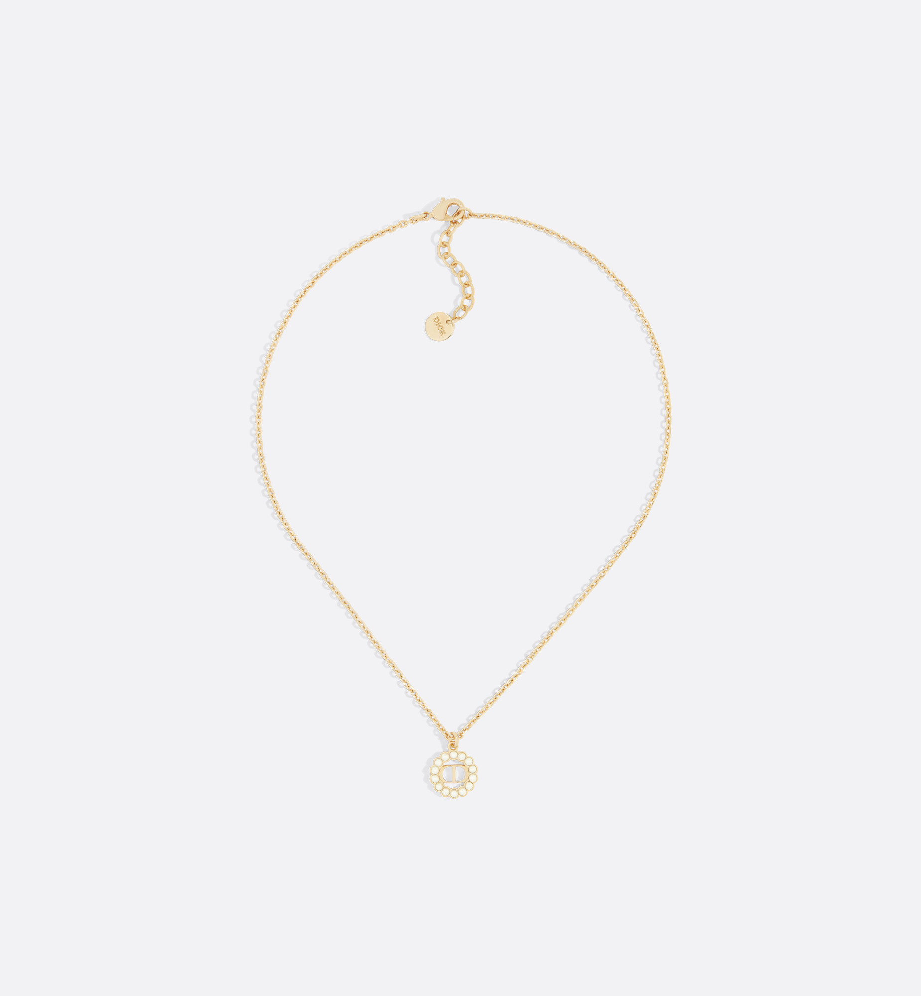 Petit CD Circle Necklace Gold-Finish Metal and White Resin Pearls | DIOR | Christian Dior Parfums UK