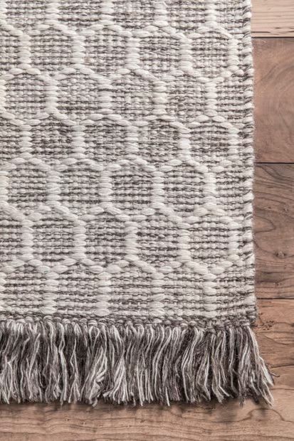 Gray Hive Fringed 8' 6" x 11' 6" Area Rug | Rugs USA