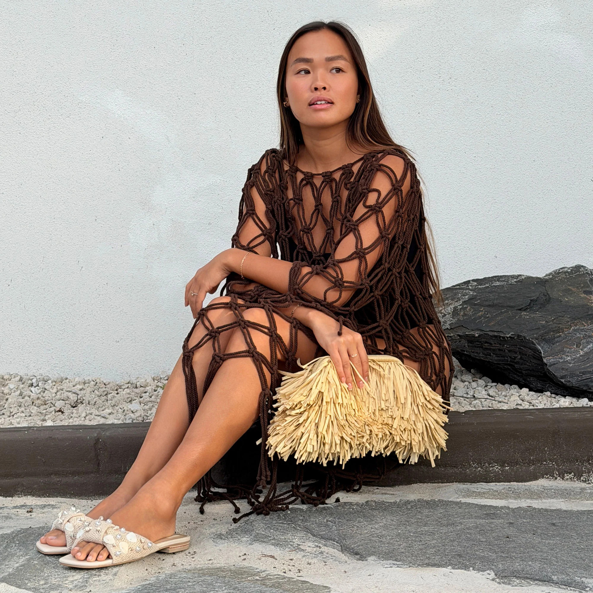 Lizza Oatmeal Beaded Raffia Sandals | Dolce Vita | DolceVita.com