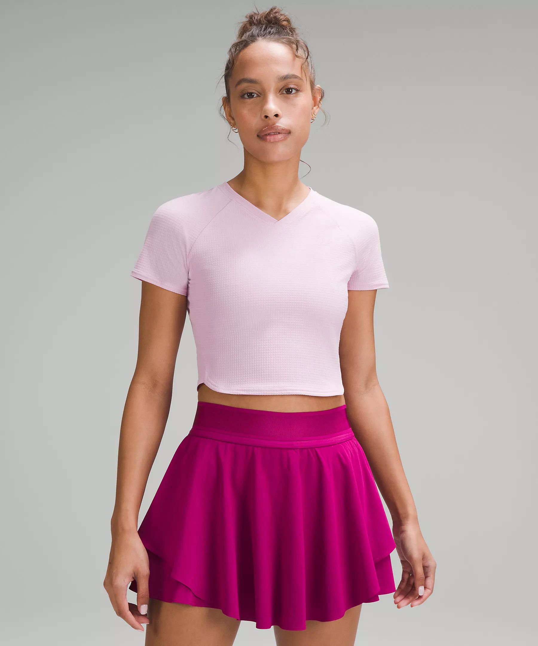 Grid-Texture Cropped Tennis Short-Sleeve Shirt | Lululemon (US)