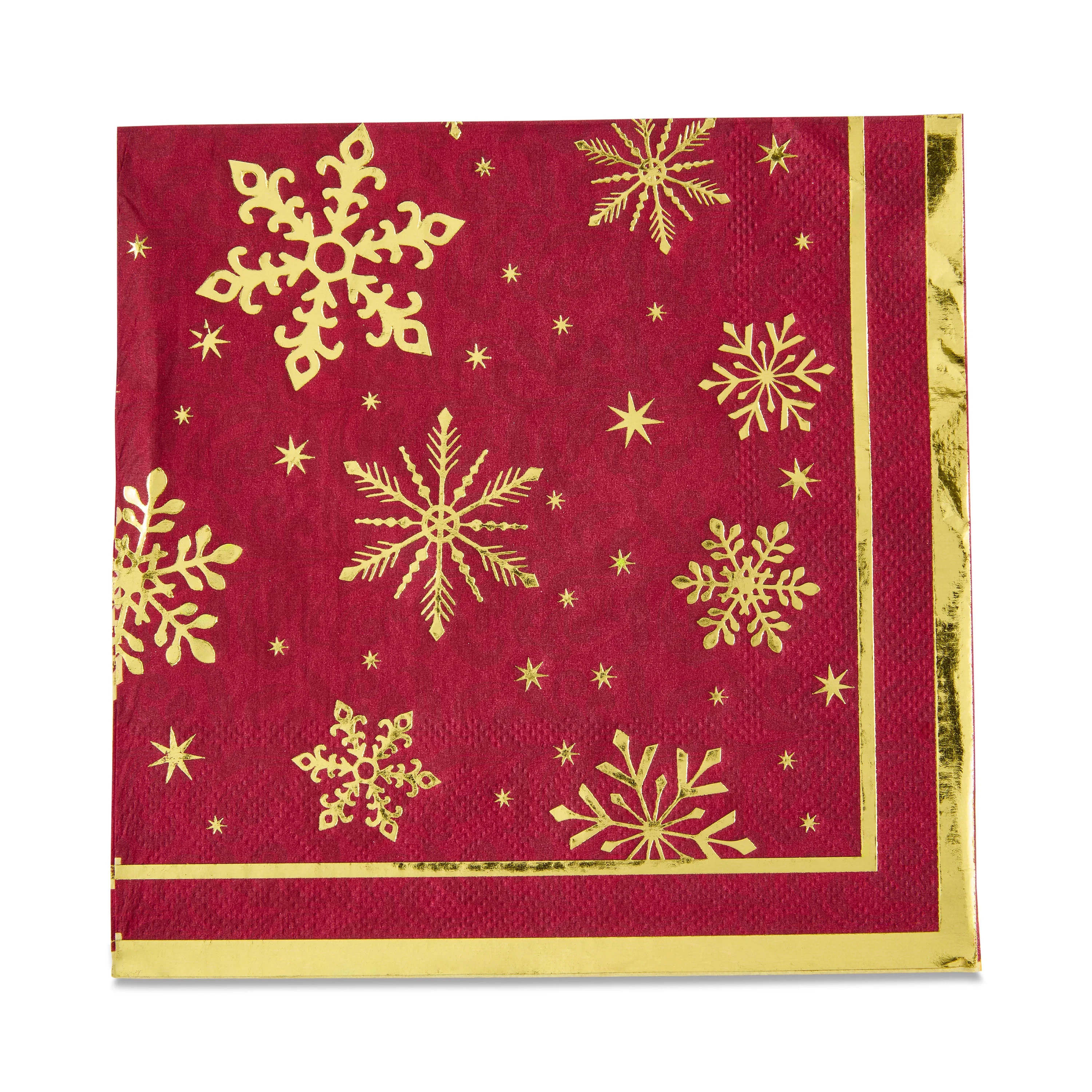 Heritage Snowflake Paper Christmas Napkins, Burgundy and Gold, 6.5" x 6.5", 16 Count, by Holiday ... | Walmart (US)