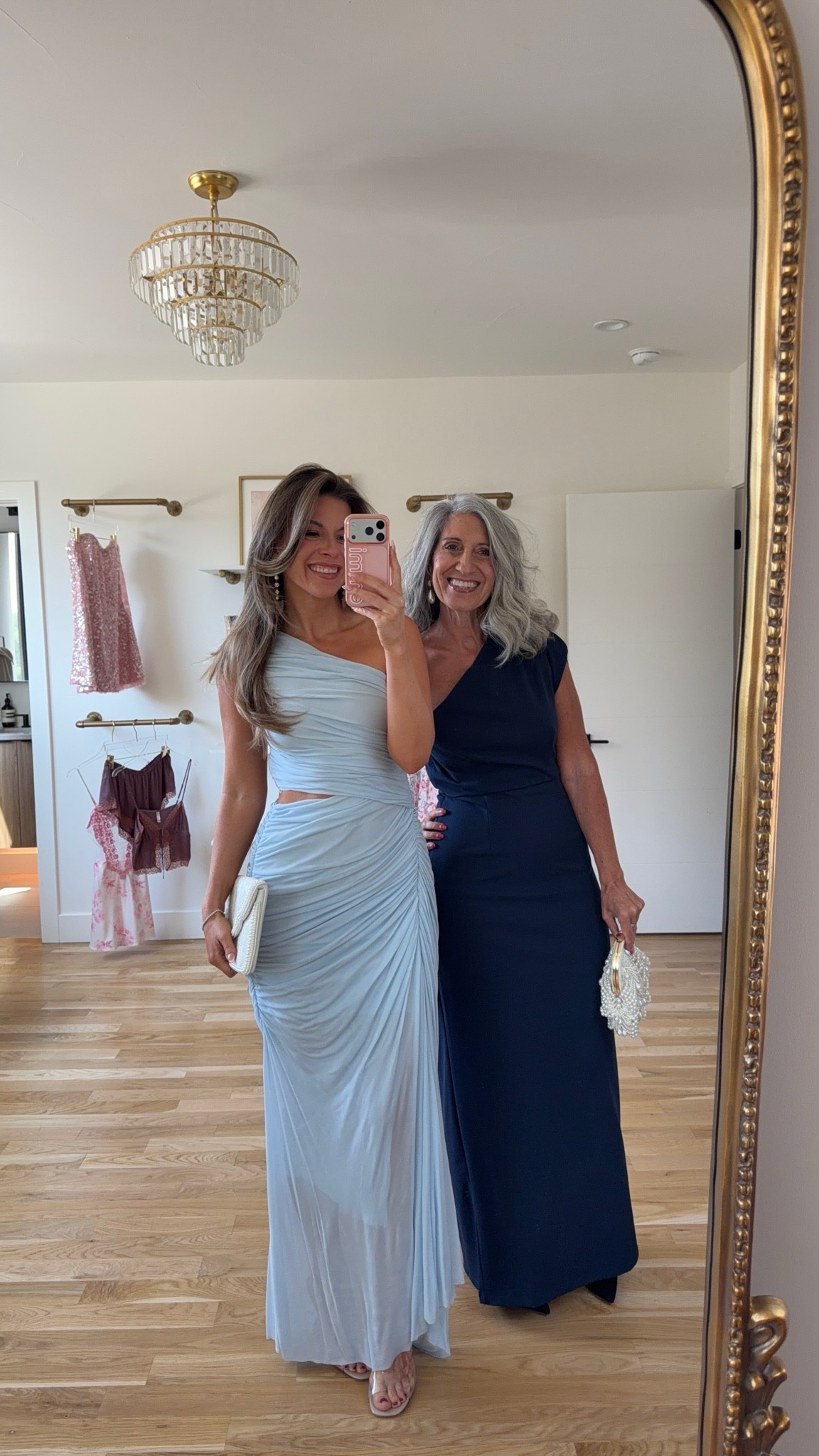 mom & me light blue one-shoulder ruched maxi with a cutout waist, navy blue cap-sleeve maxi with a wrap-style bodice wedding guest dresses 💍

i'm 5'4" and typically wear a small/2
mom is 5'4" and typically wears a medium/6

mom & me dresses, wedding guest dresses, mother of the bride, mother of the groom, wedding guest outfit ideas, black tie, cocktail attire

#LTKSeasonal #LTKootd #LTKWedding