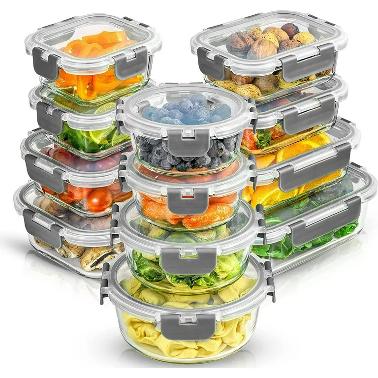 JoyJolt 24 Piece Glass Storage Container Set - Food Containers with Leakproof Lid - Meal Prep Jar... | Walmart (US)