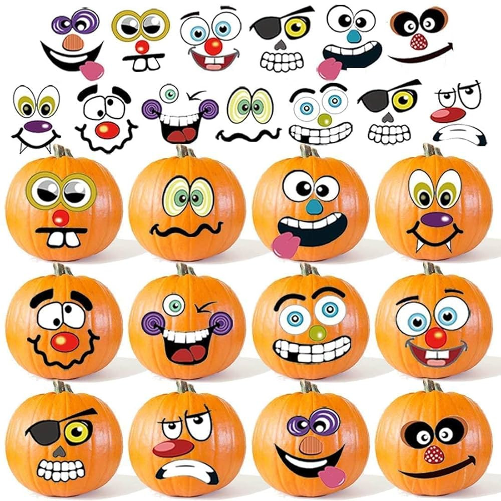 36 Pack Halloween Pumpkin Decorating Stickers Mini Make 36 Small Pumpkin Face Stickers for Hallow... | Amazon (US)