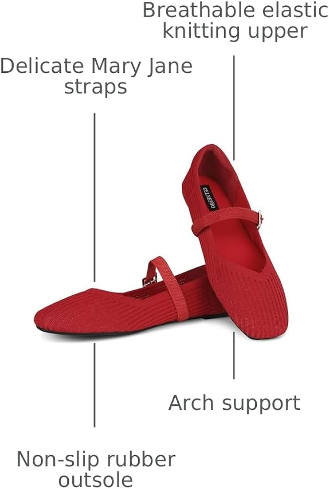 CELNEPHO Flats for Women Square Toe Ballet Flats Shoes Comfortable Dressy Knit Flats for Women Ar... | Amazon (US)
