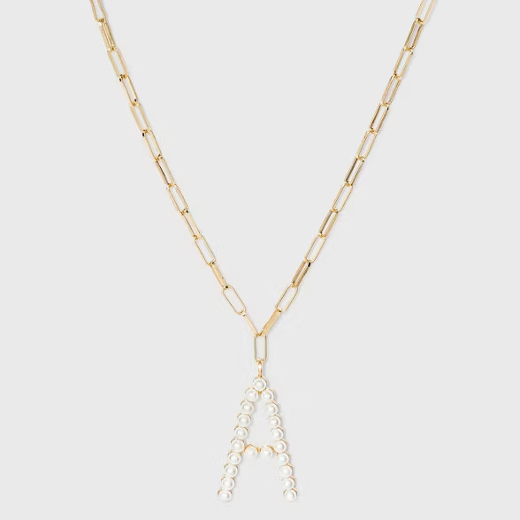 SUGARFIX by BaubleBar Pearl Initial Pendant Necklace - Pearl | Target