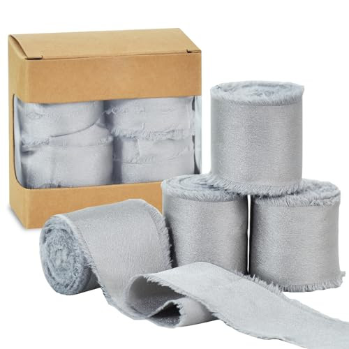TONIFUL 4 Rolls Silver Gray Ribbon,1-1/2 Inch 20yd Satin Ribbons for Gift Wrapping Craft Flower Bouquet Wrapping Christmas Wedding Valentines Decor | Amazon (US)