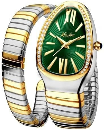 Classic Snake Shape Watch for Women Gold Silver Scaleable Bracelet Womens Watches Bling Diamonds ... | Amazon (US)