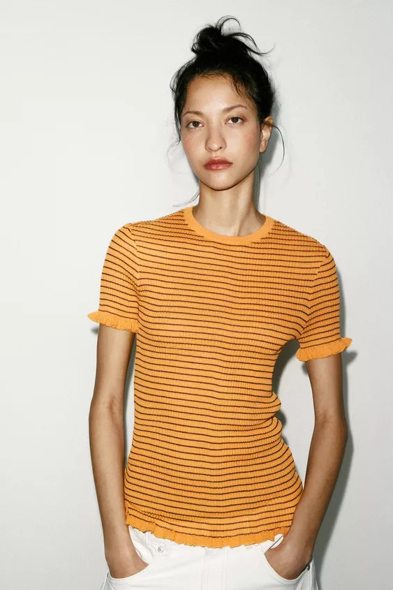 STRIPED RIB KNIT TOP | Zara US