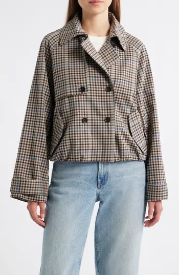 Rails Jett Check Crop Trench Coat in Mocha Check at Nordstrom Rack, Size X-Small | Nordstrom Rack