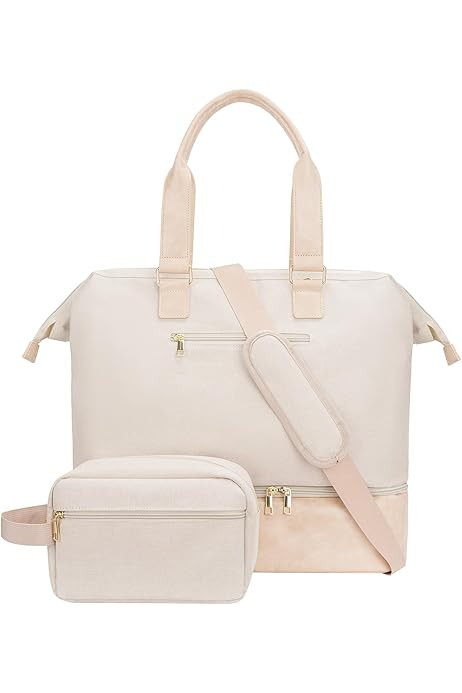 Weekender Bags for Women, Large Travel Duffel Bag with Shoe Compartment, Carry On Overnight Tote Bag with Toiletry Bag | Amazon (US)