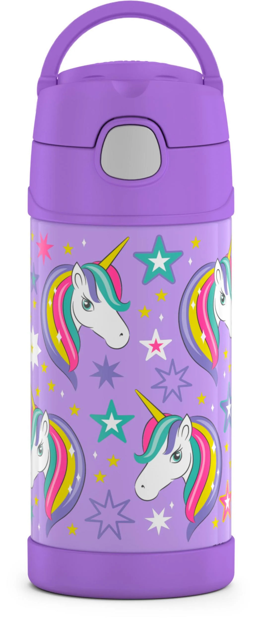 Thermos Kids Stainless Steel Vacuum Insulated Funtainer Straw Bottle, Unicorn, 12oz | Walmart (US)