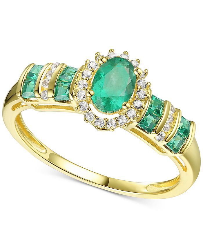 Macy's Emerald (3/4 ct. t.w.) & Diamond (1/8 ct. t.w.) Ring (Also in Ruby & Sapphire) in 14k Gold... | Macys (US)