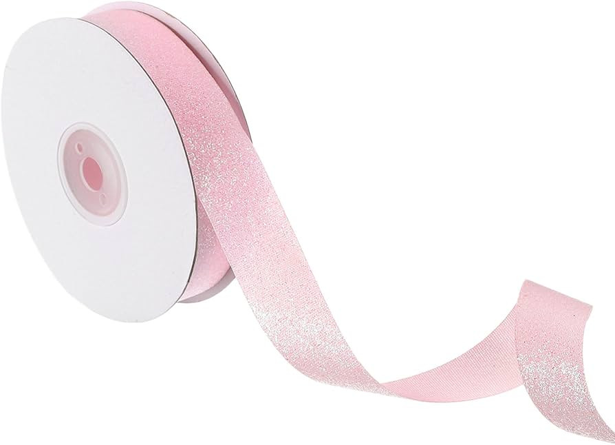 uxcell Sparkle Ribbon, 25 Yards x 7/8" Pink Polyester Metallic Sparkling Ribbon Gift Wrapping Rib... | Amazon (US)