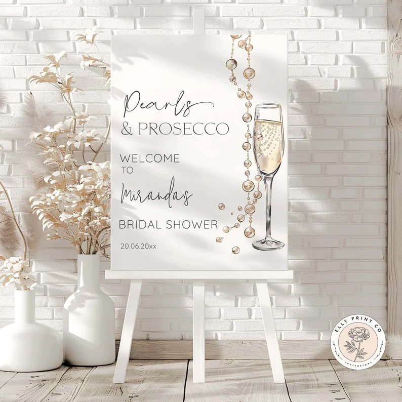 Pearls and Prosecco Bridal Shower Editable Welcome Sign | Printable Poster | Bridal Party Custom ... | Etsy (US)