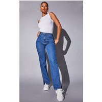 Mid Blue Wash Basic Split Hem Jeans | PrettyLittleThing US