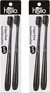 Hello Soft Bristle Adult Charcoal Toothbrush Pack, BPA-Free Soft Toothbrushes with Charcoal Infus... | Amazon (US)