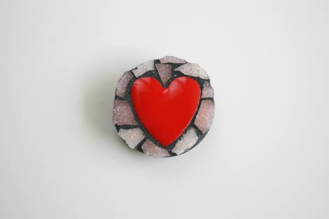 Mosaic Red Heart Magnet Circle Glass Pink Love Valentines Day Galentines Housewarming First home ... | Etsy (US)