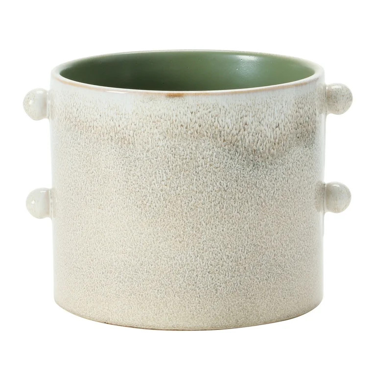 Creative Co-Op Round Stoneware Planter with Reactive Glaze, Cream | Walmart (US)