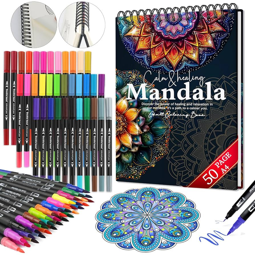 Mandala Coloring Book for Women Relaxation, 50 Patterns Spiral Bound Mindfulness Coloring Books f... | Amazon (US)