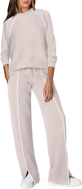 WIHOLL Lounge Sets for Women 2 Piece Fall Outfits 2025 Wide Leg Pant Matching Sets Womens Clothin... | Amazon (US)